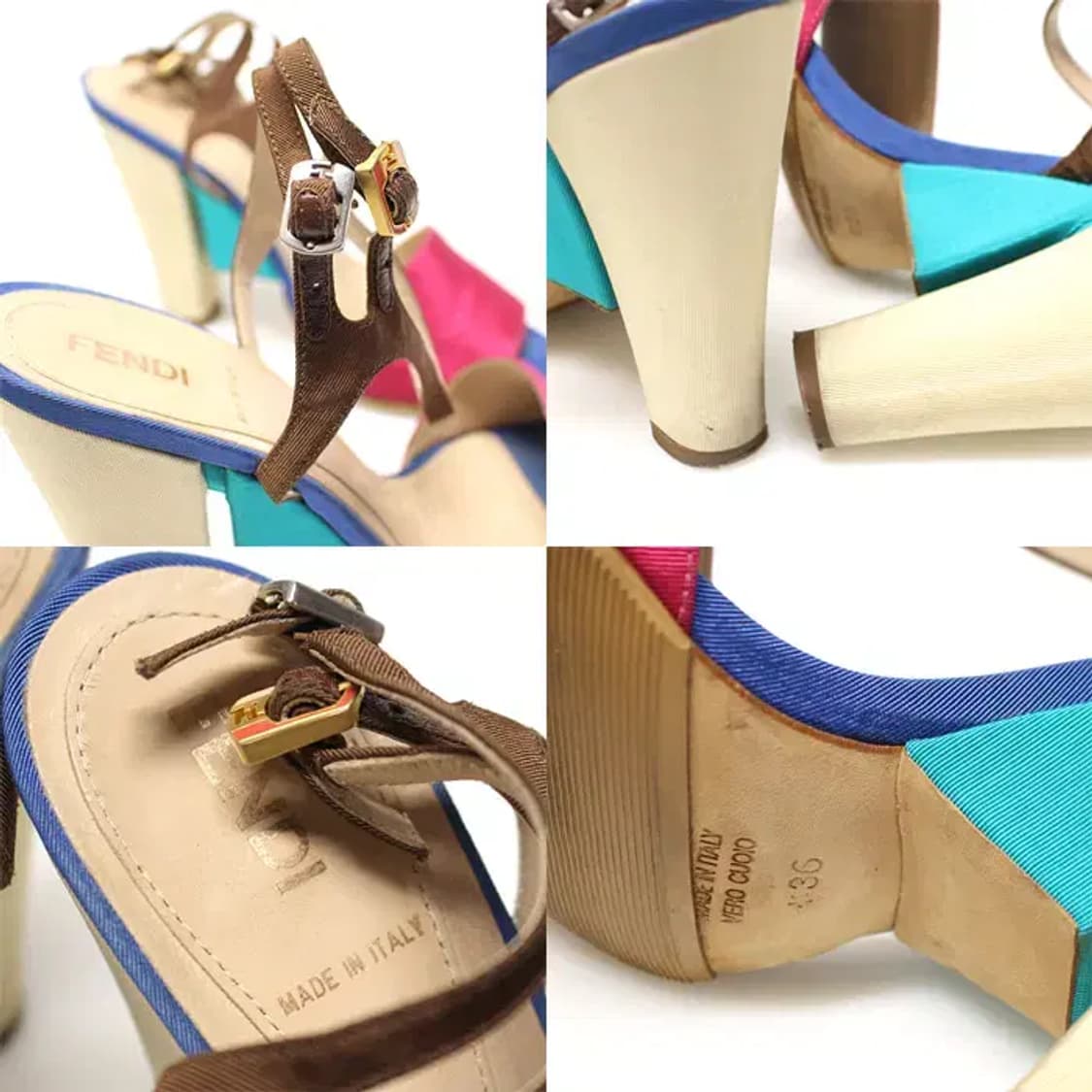 펜디 멀티 컬러 새틴 스트랩 여성 샌들 36 12304FD 상품이미지7
