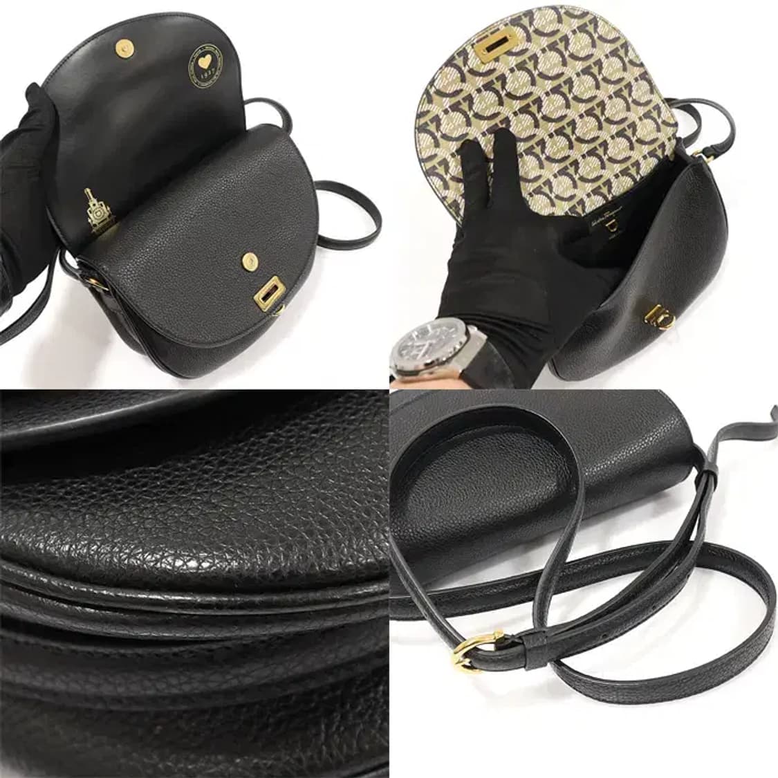 페라가모 21 I333 블랙 금장 트래블 스몰 크로스백 EP40250FE 상품이미지6