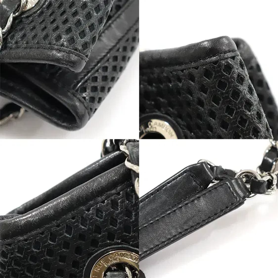 샤넬 블랙 퀄팅 퍼포 노스 사우스 은장 체인 숄더백 EP35761CH 상품이미지6