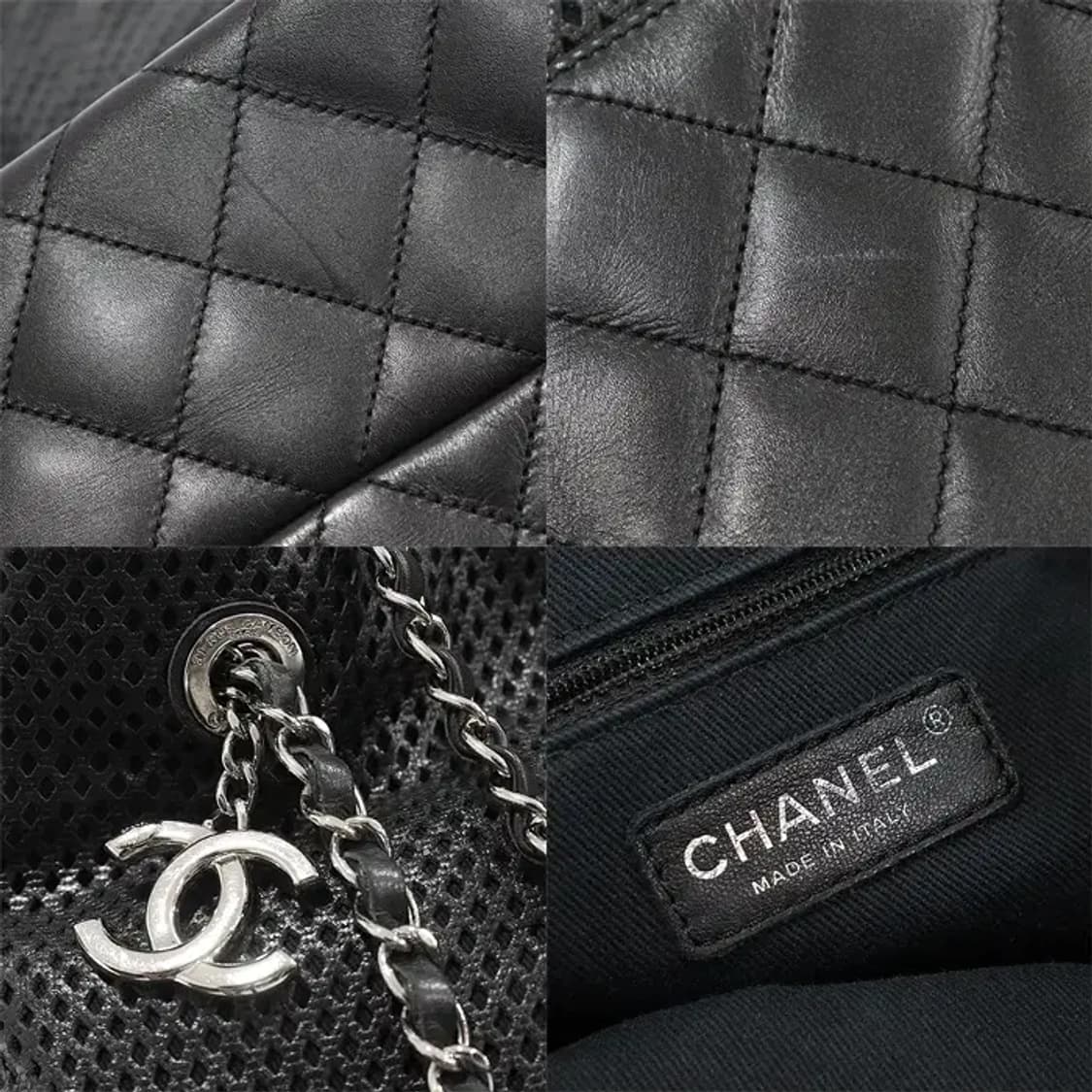 샤넬 블랙 퀄팅 퍼포 노스 사우스 은장 체인 숄더백 EP35761CH 상품이미지7