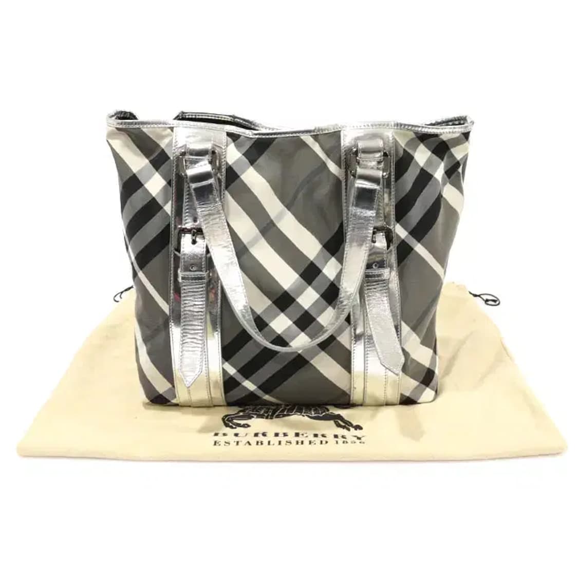 버버리 35402701 나일론 메탈릭 실버 빅토리아 토트백 22644BU 상품이미지2