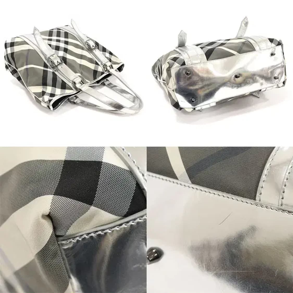 버버리 35402701 나일론 메탈릭 실버 빅토리아 토트백 22644BU 상품이미지5