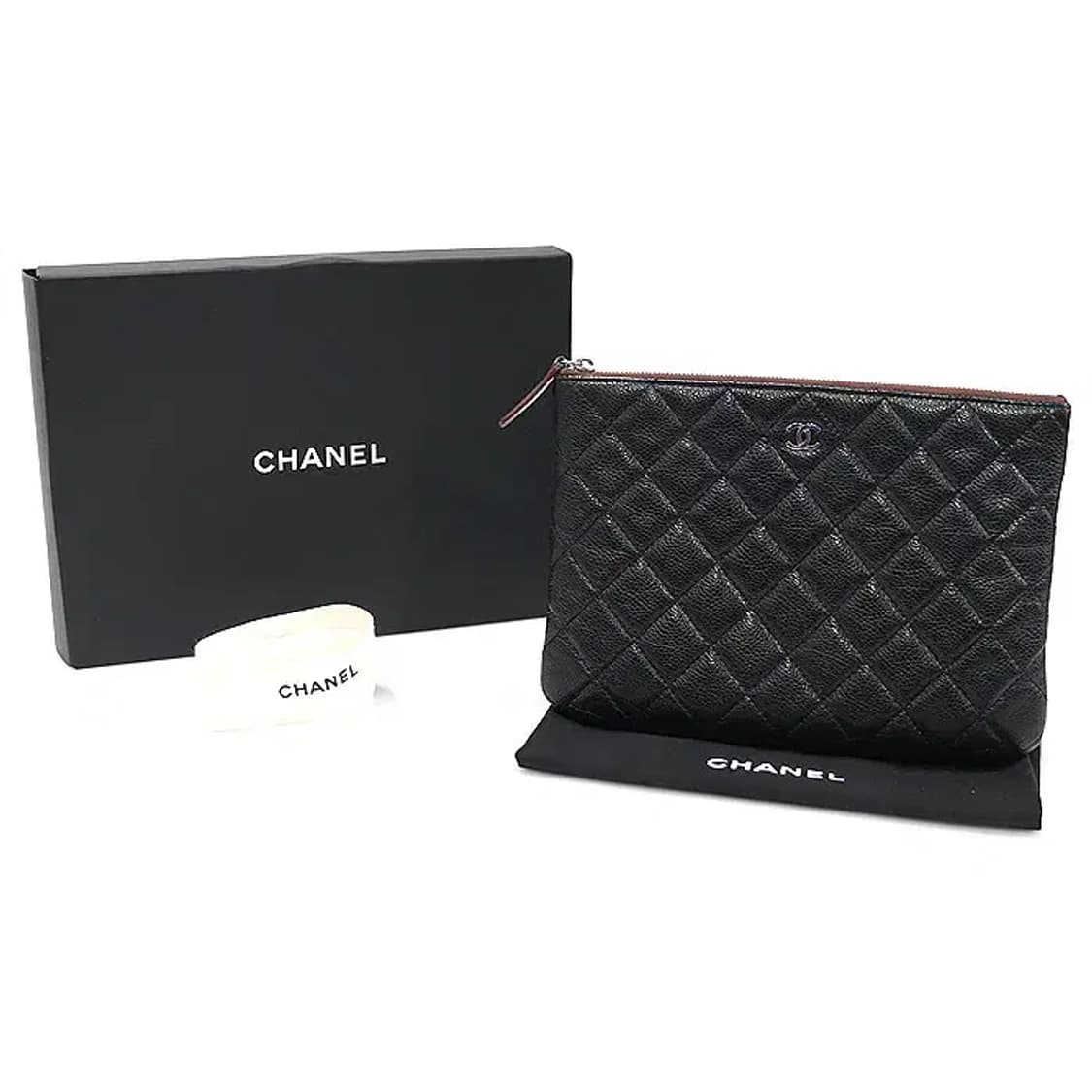 샤넬 A69252 블랙 캐비어 은장 클래식 미듐 클러치 03625CH 상품이미지2