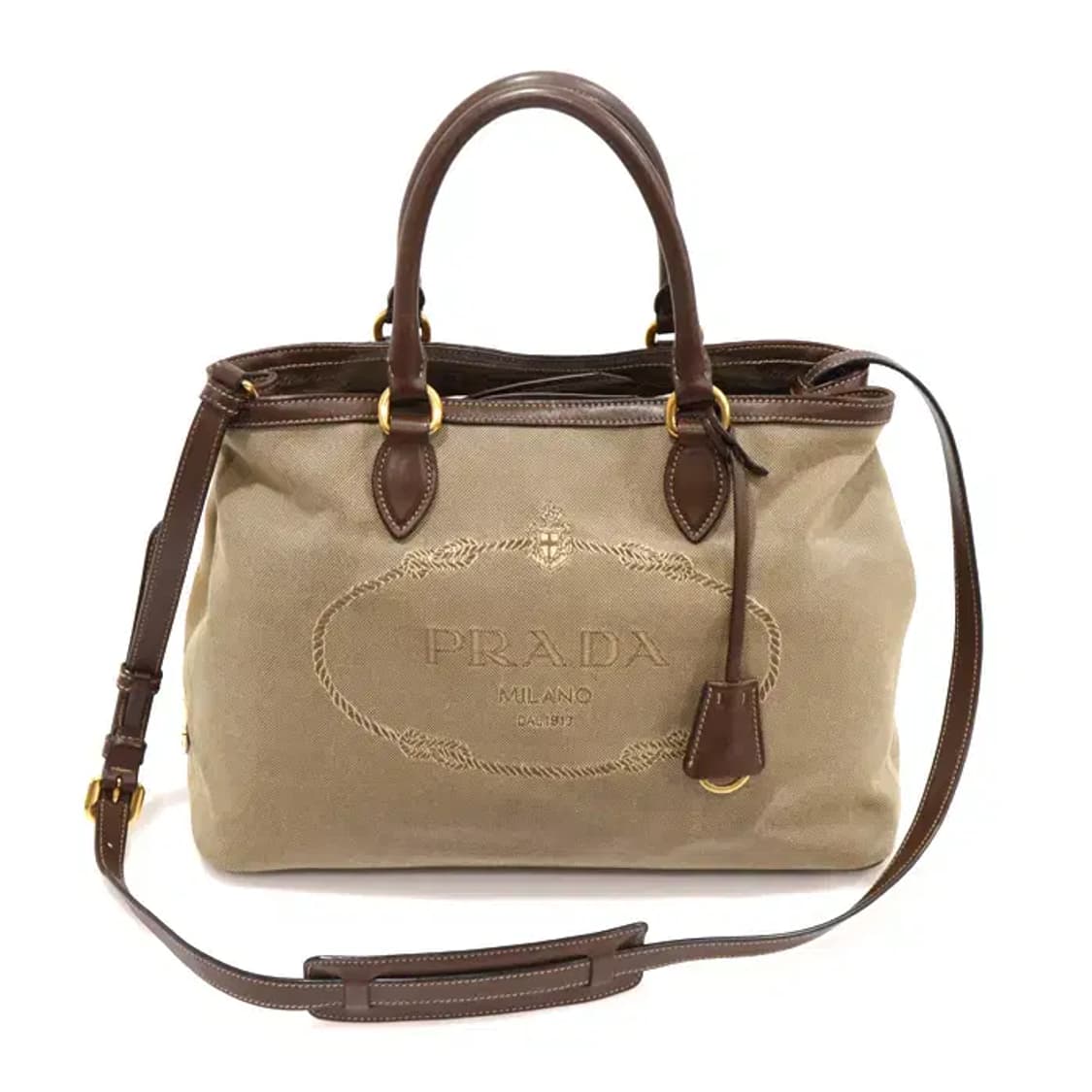 프라다 1BA579 브라운 자카드 레더 카나파 로고 EP19289PR 상품이미지1