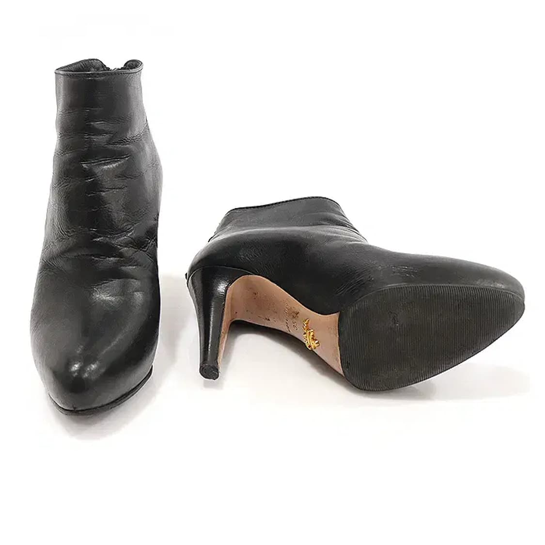 프라다 블랙 레더 지퍼 여성 앵클 부츠 35 CO36187PR 상품이미지5