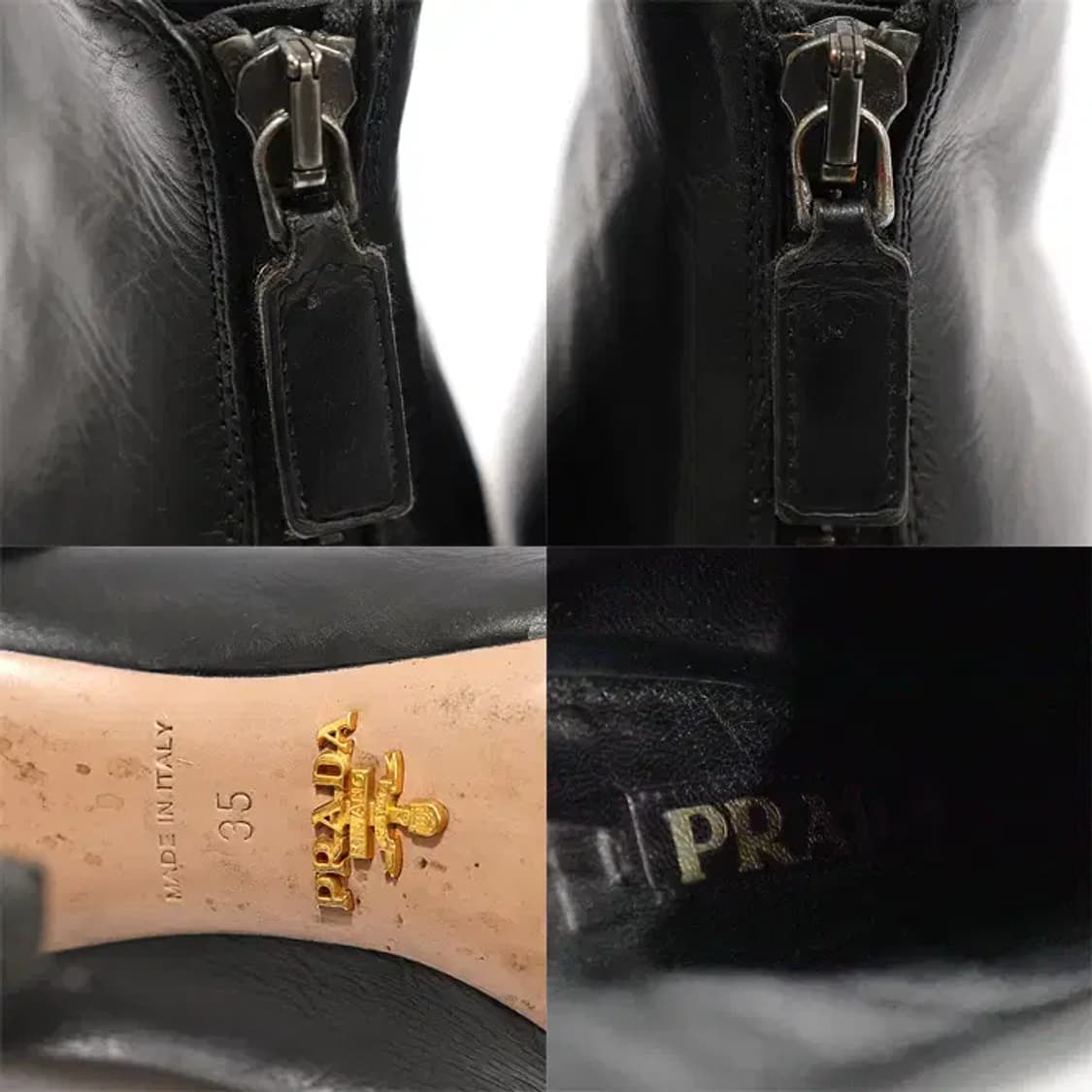 프라다 블랙 레더 지퍼 여성 앵클 부츠 35 CO36187PR 상품이미지7