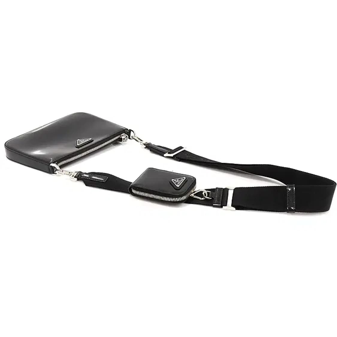 프라다 2VH129 블랙 브러시드 레더 은장 크로스백 EP66471PR 상품이미지4