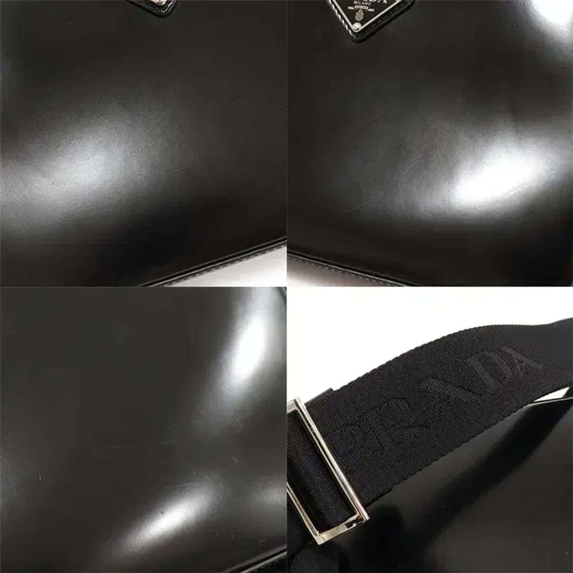 프라다 2VH129 블랙 브러시드 레더 은장 크로스백 EP66471PR 상품이미지6