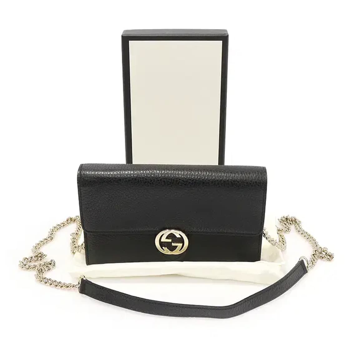 구찌 510314 블랙 레더 체인 미니 클러치 크로스백 EP71465GU 상품이미지2