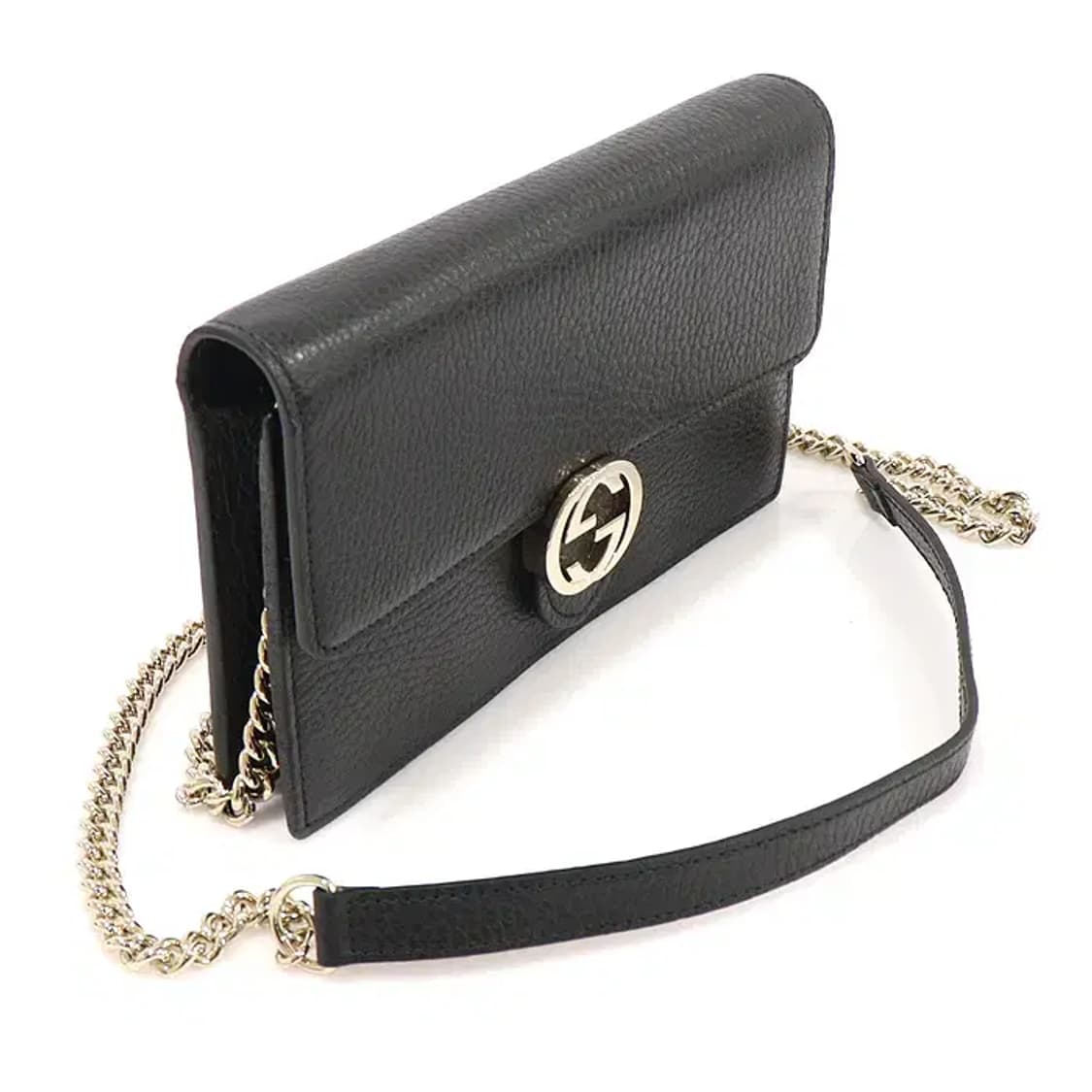 구찌 510314 블랙 레더 체인 미니 클러치 크로스백 EP71465GU 상품이미지3