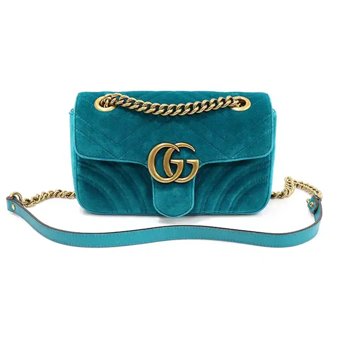 구찌 446744 블루 그린 벨벳 마몽 미니 숄더백 CO15647GU 상품이미지1