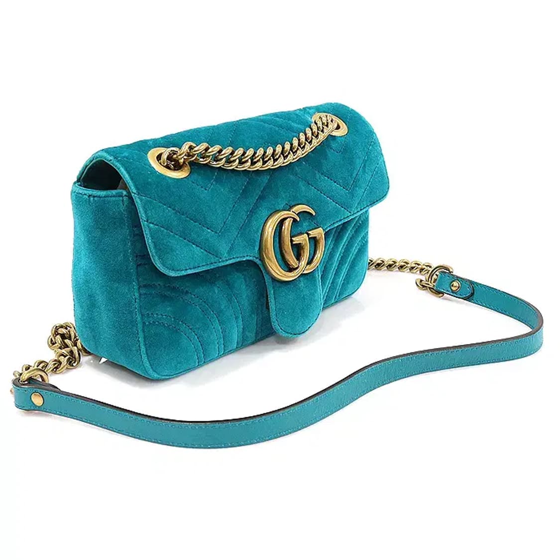 구찌 446744 블루 그린 벨벳 마몽 미니 숄더백 CO15647GU 상품이미지3