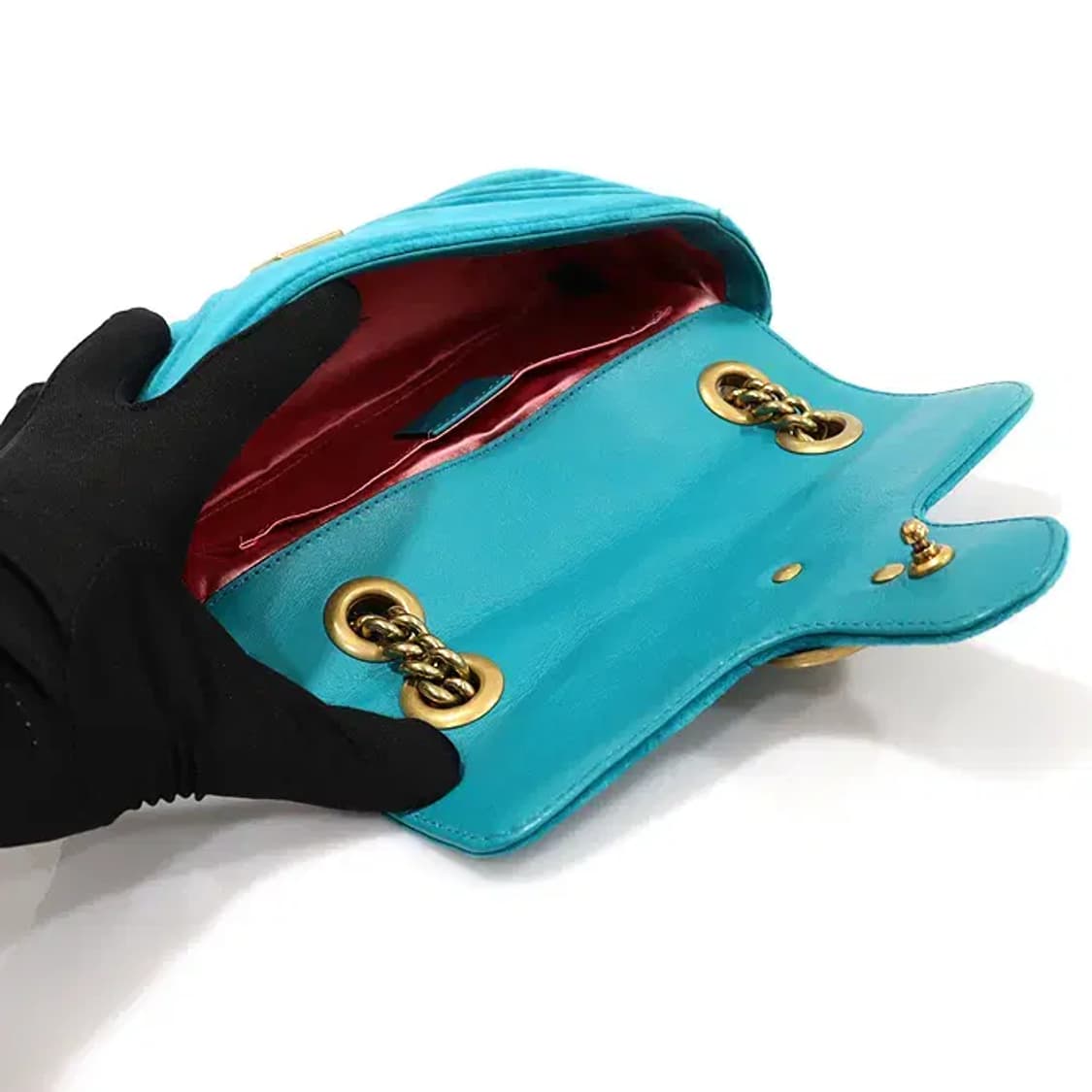 구찌 446744 블루 그린 벨벳 마몽 미니 숄더백 CO15647GU 상품이미지4