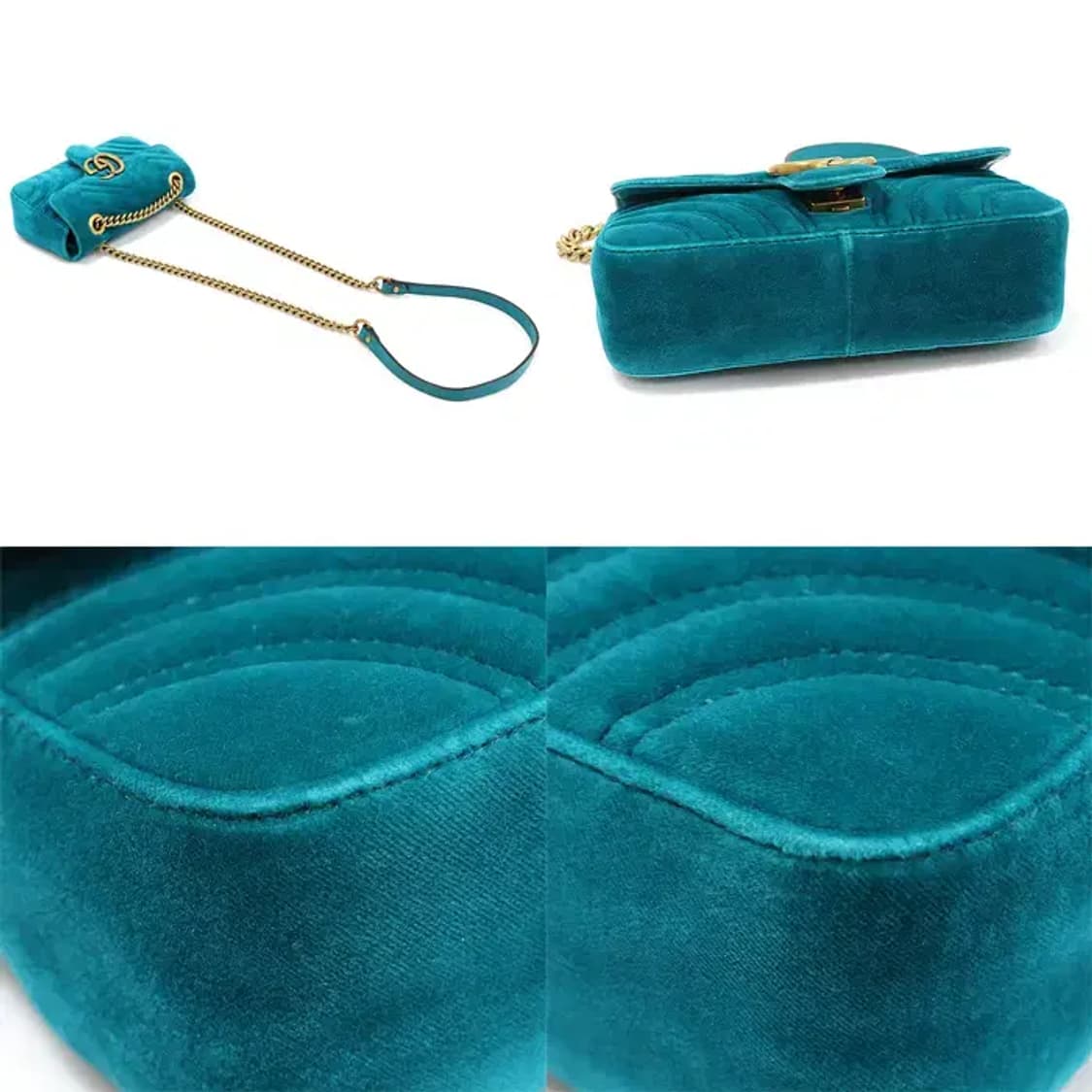 구찌 446744 블루 그린 벨벳 마몽 미니 숄더백 CO15647GU 상품이미지5