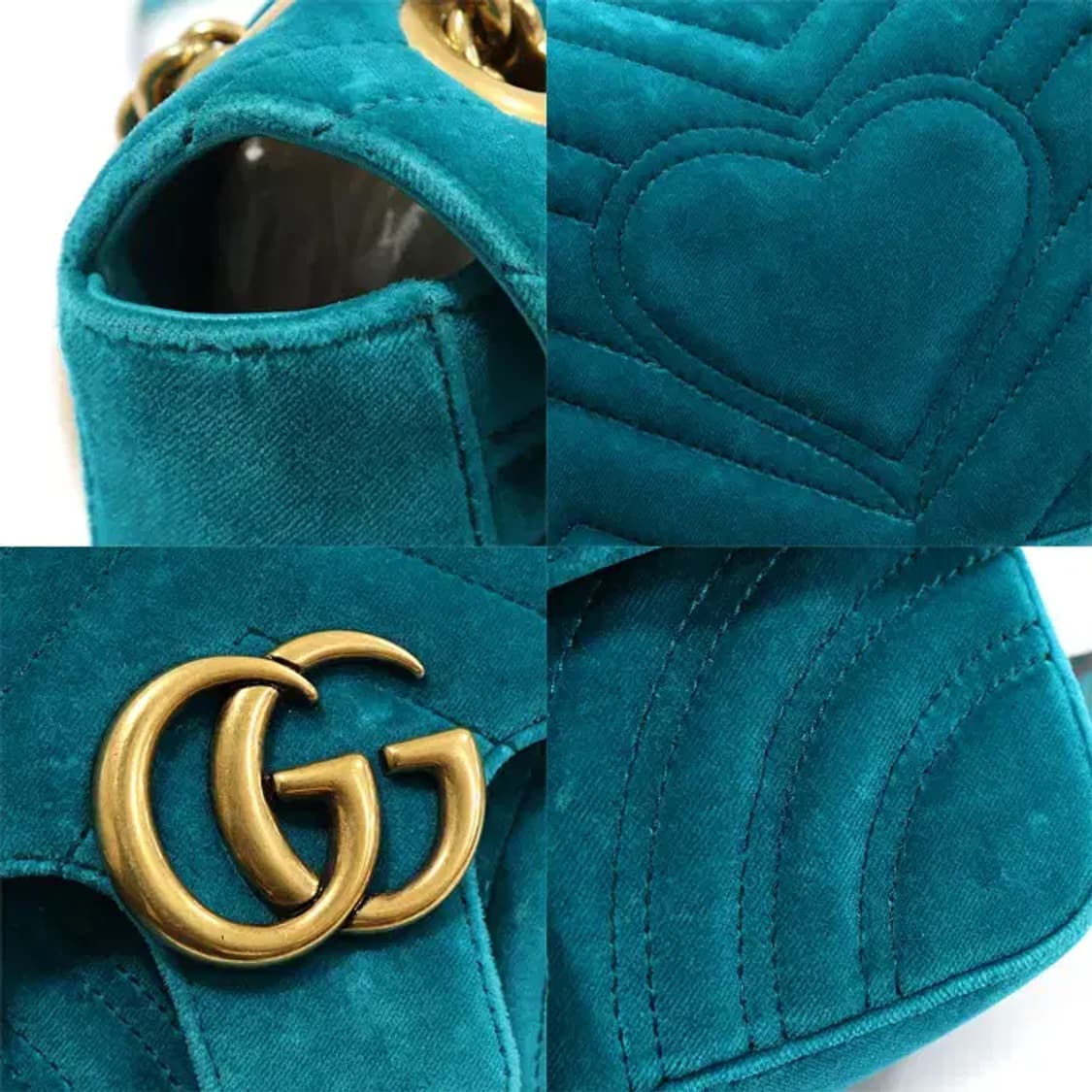 구찌 446744 블루 그린 벨벳 마몽 미니 숄더백 CO15647GU 상품이미지6