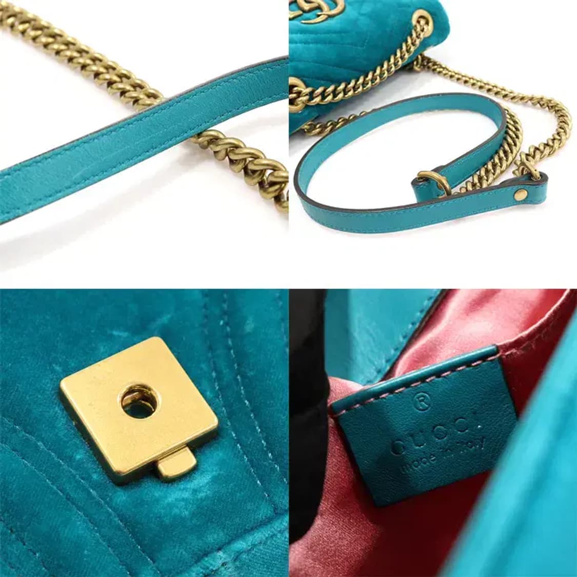 구찌 446744 블루 그린 벨벳 마몽 미니 숄더백 CO15647GU 상품이미지7