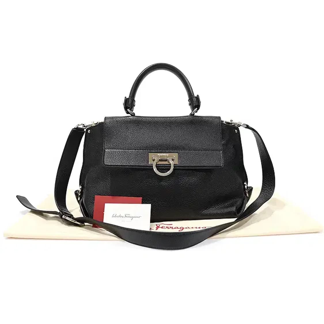 페라가모 21 A896 블랙 카프스킨 은장 소피아 스몰 EP96779FE 상품이미지2