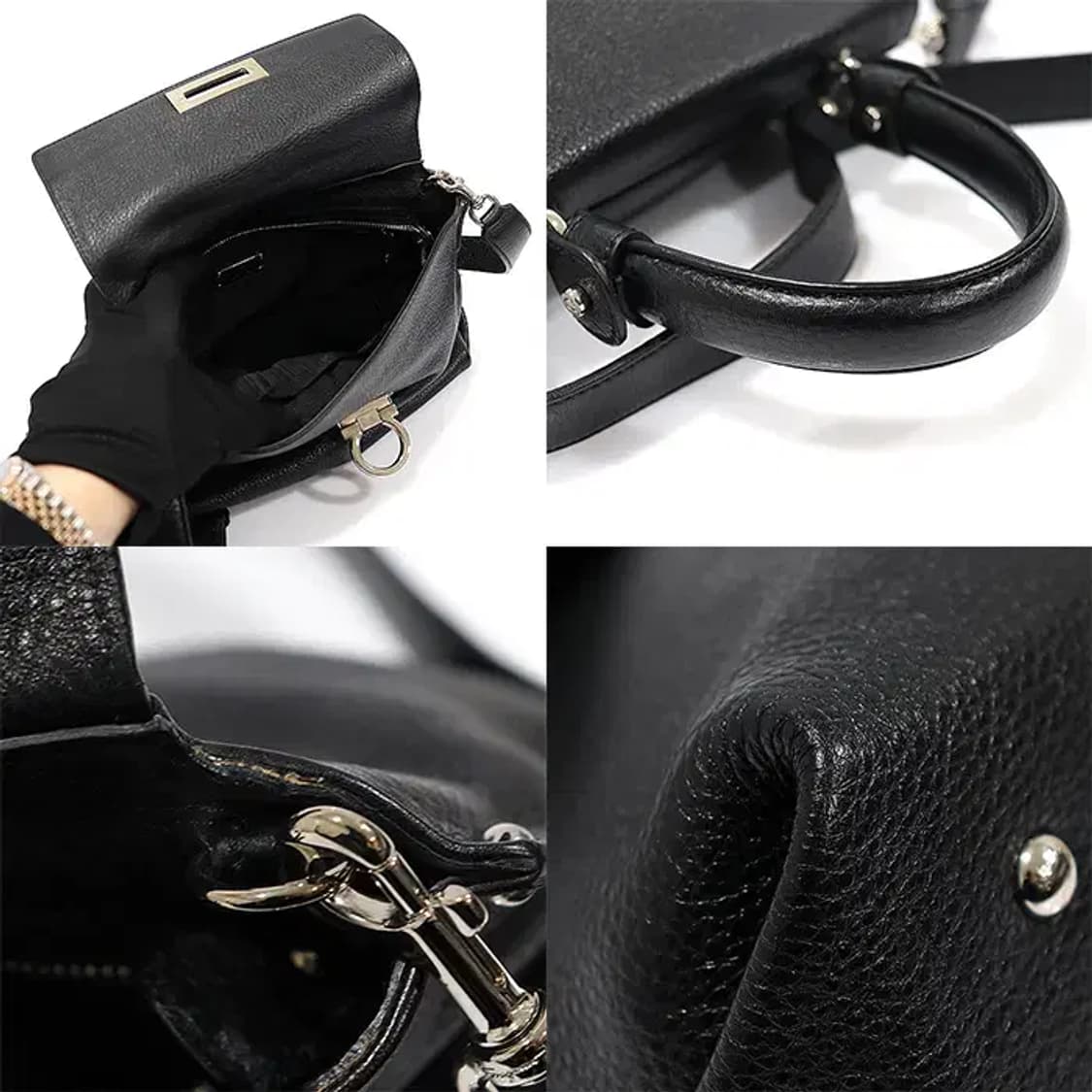 페라가모 21 A896 블랙 카프스킨 은장 소피아 스몰 EP96779FE 상품이미지6