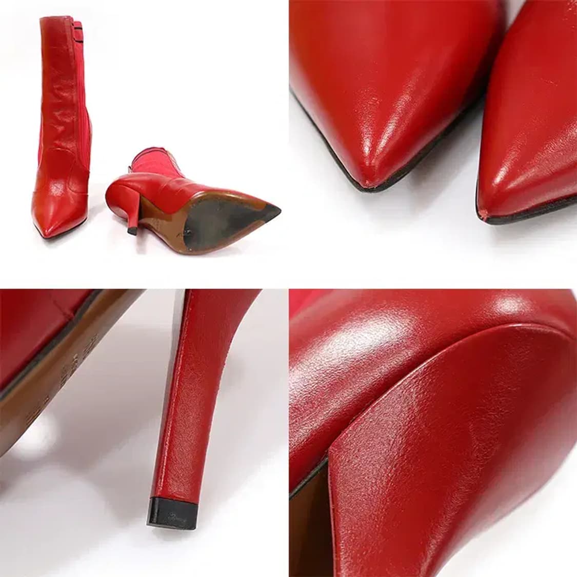 펜디 8T6645 레드 카프스킨 니트 하이힐 앵클부츠 CO22391FD 상품이미지6