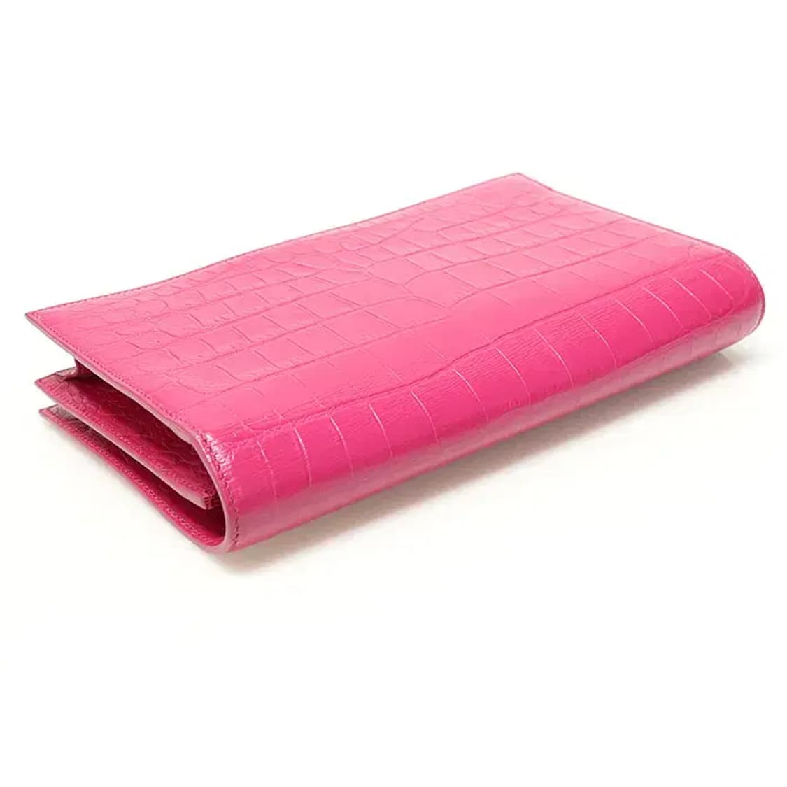 생로랑 400409 핑크 크로커다일 패턴 은장 클러치 45674YSLC 상품이미지5