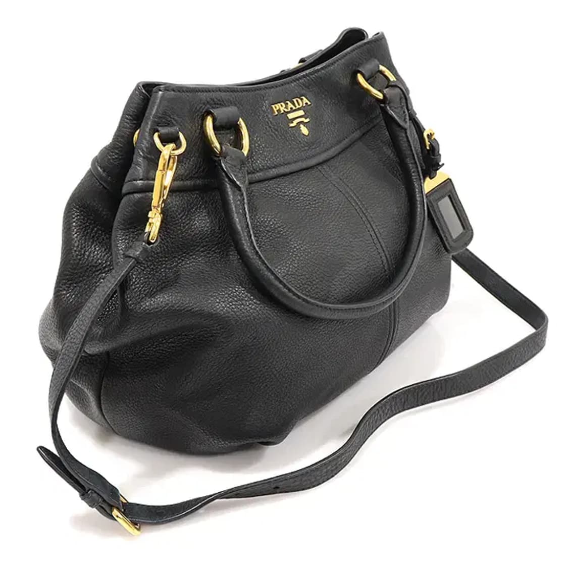 프라다 BN1777 블랙 비텔로 다이노 금장 토트 EP15049PR 상품이미지2