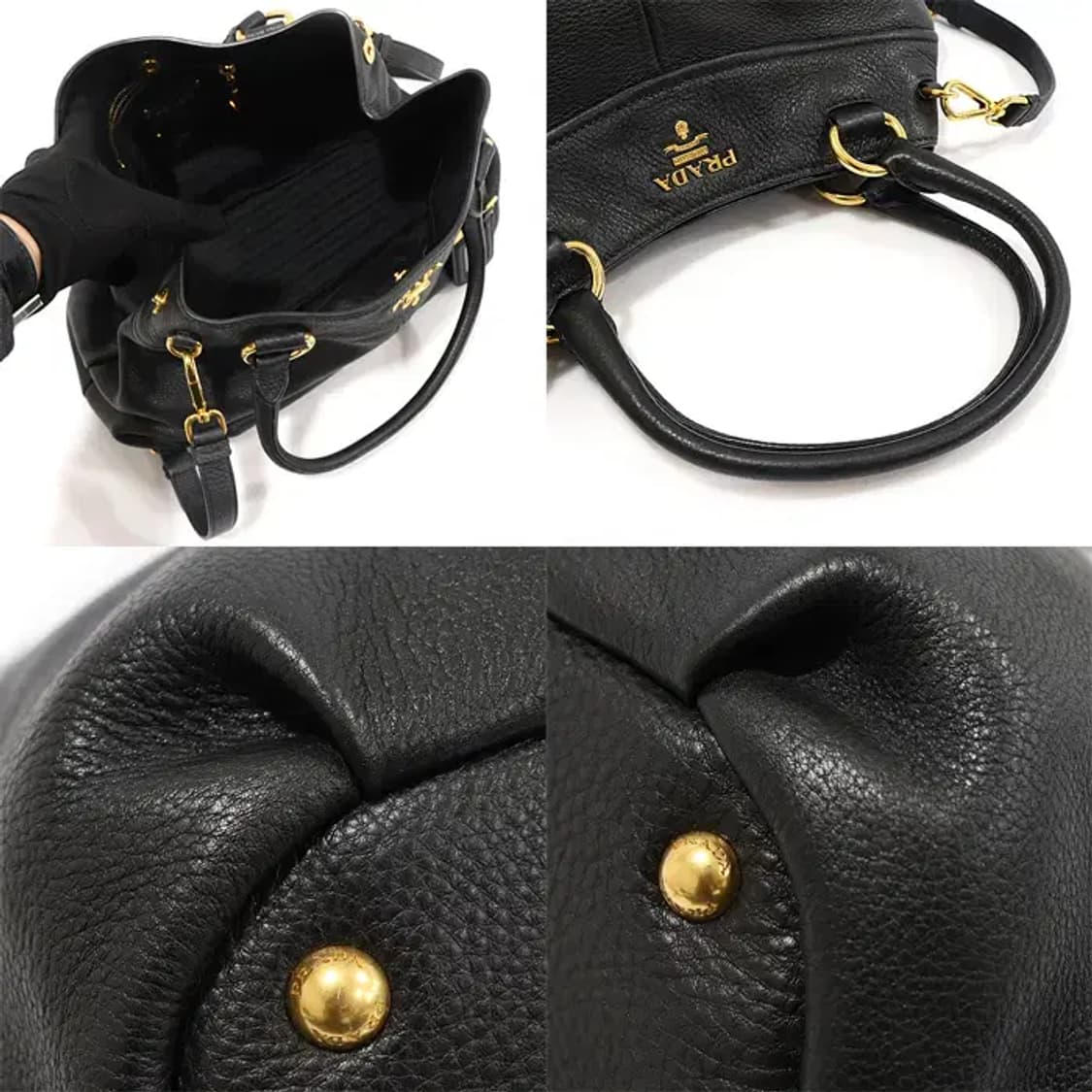 프라다 BN1777 블랙 비텔로 다이노 금장 토트 EP15049PR 상품이미지5