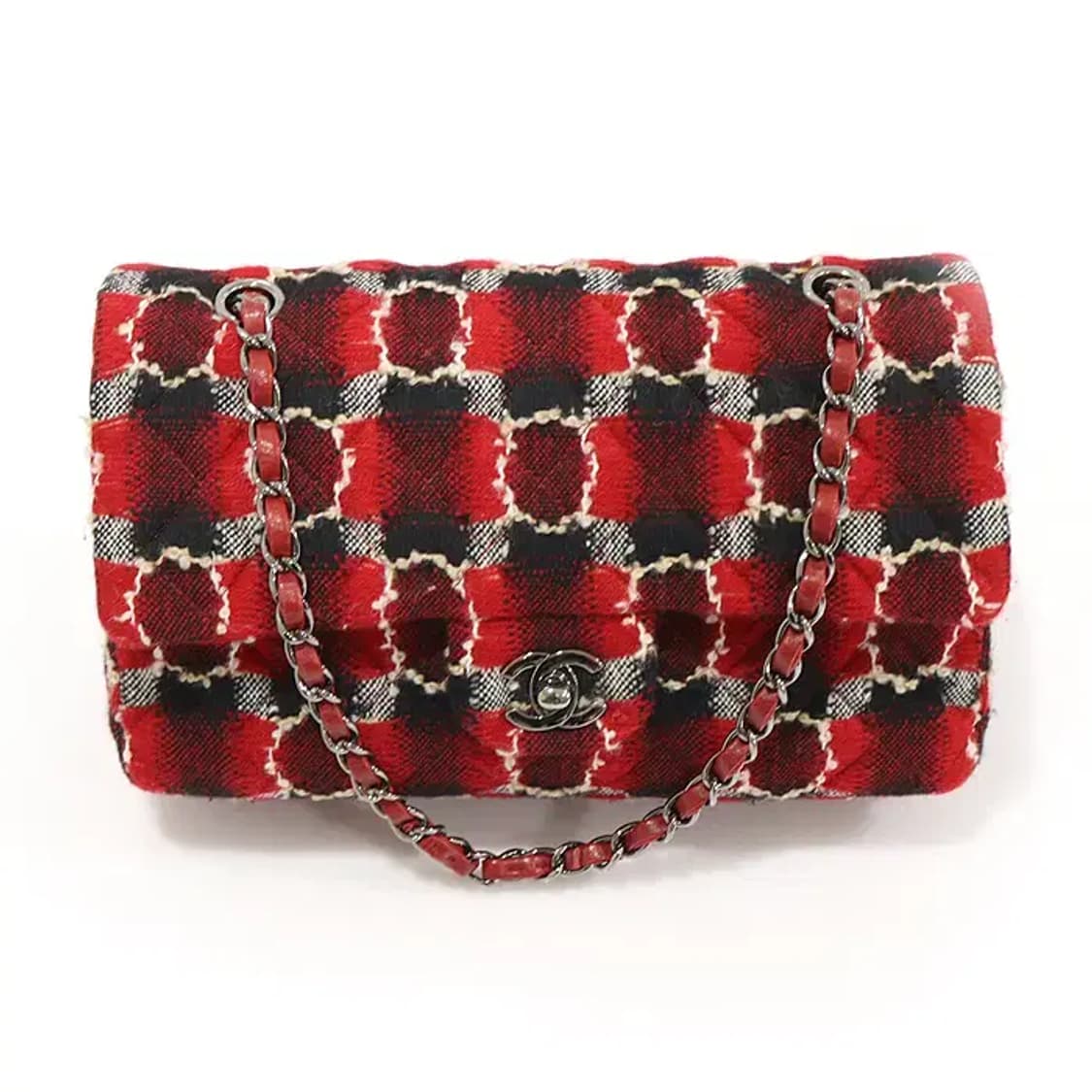 샤넬 A01112 트위드 은장 클래식 미듐 플랩 숄더백 CO39784CH 상품이미지1