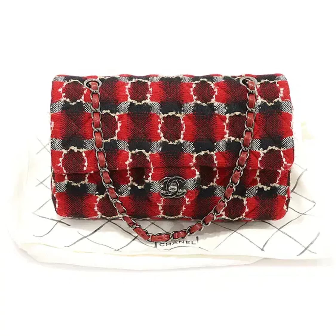 샤넬 A01112 트위드 은장 클래식 미듐 플랩 숄더백 CO39784CH 상품이미지2