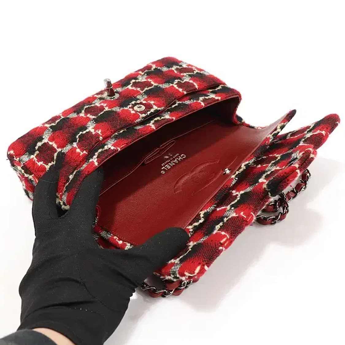 샤넬 A01112 트위드 은장 클래식 미듐 플랩 숄더백 CO39784CH 상품이미지4