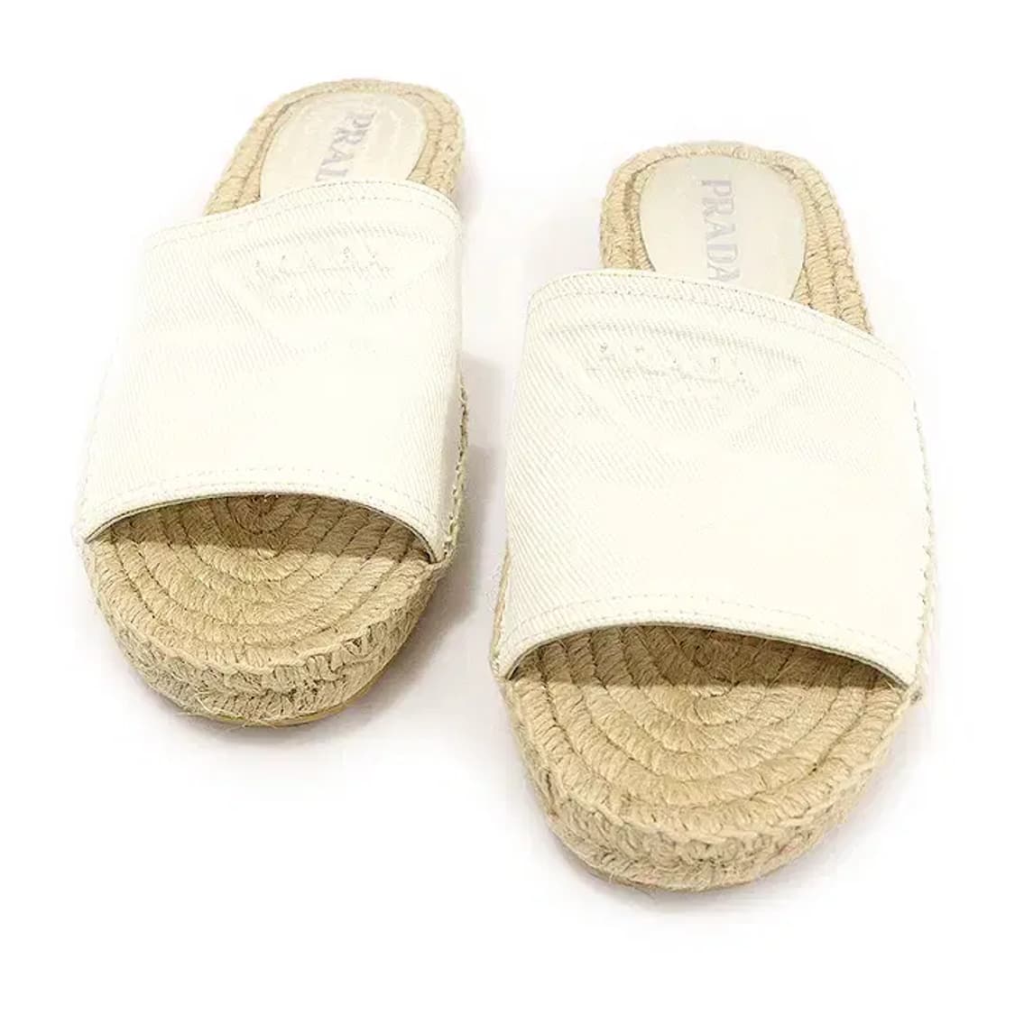 프라다 1XX619 화이트 캔버스 에스파듀 뮬 여성샌들 EP58946PR 상품이미지1