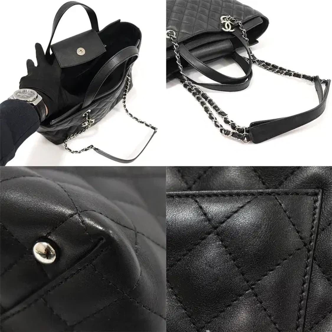 샤넬 A98683 블랙 카프스킨 CC로고 라지 쇼핑 EP12904CH 상품이미지6