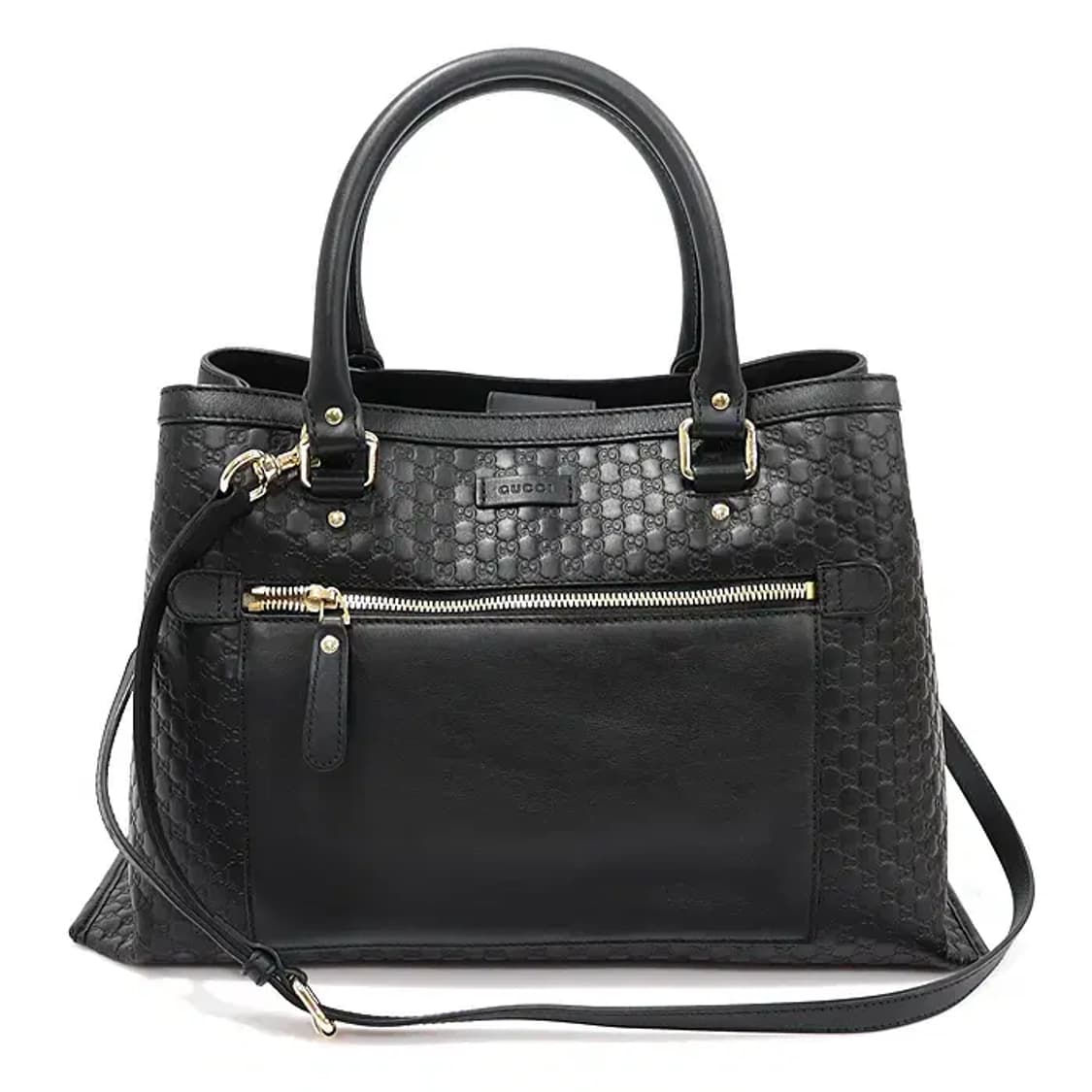 구찌 510291 블랙 마이크로시마 레더 금장 토트 EP54509GU 상품이미지1