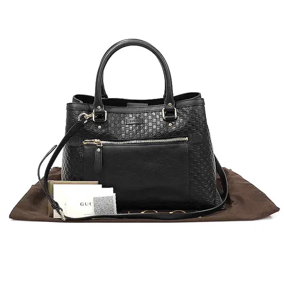 구찌 510291 블랙 마이크로시마 레더 금장 토트 EP54509GU 상품이미지2