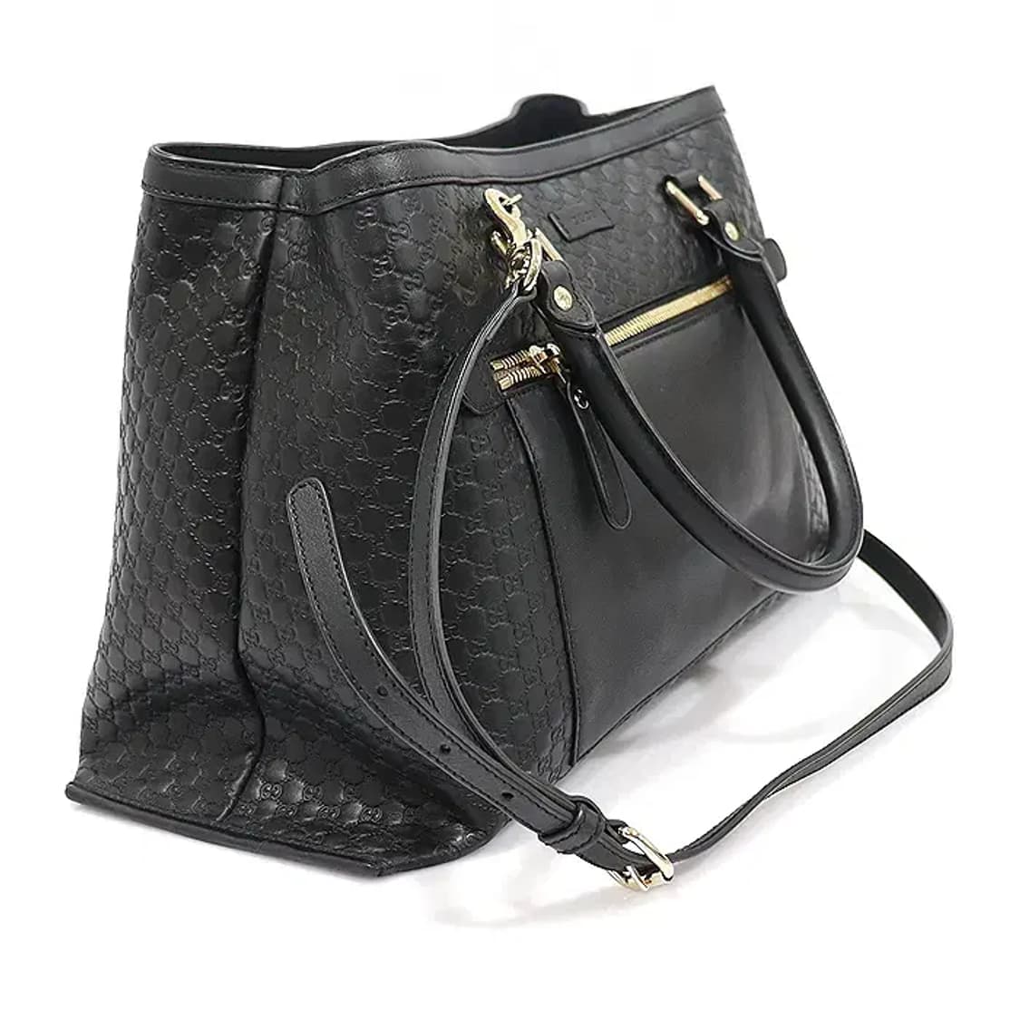 구찌 510291 블랙 마이크로시마 레더 금장 토트 EP54509GU 상품이미지3