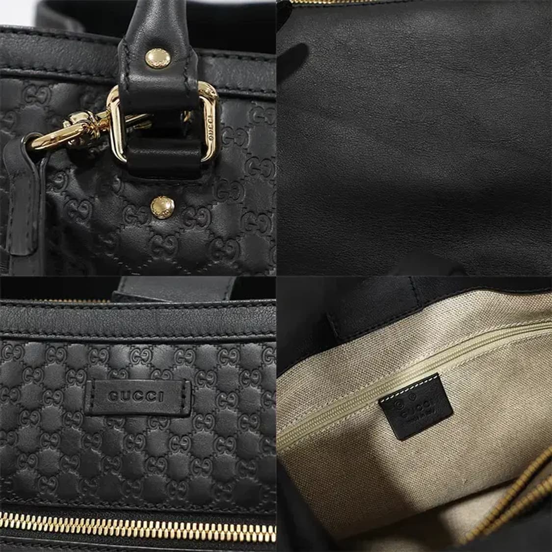 구찌 510291 블랙 마이크로시마 레더 금장 토트 EP54509GU 상품이미지7