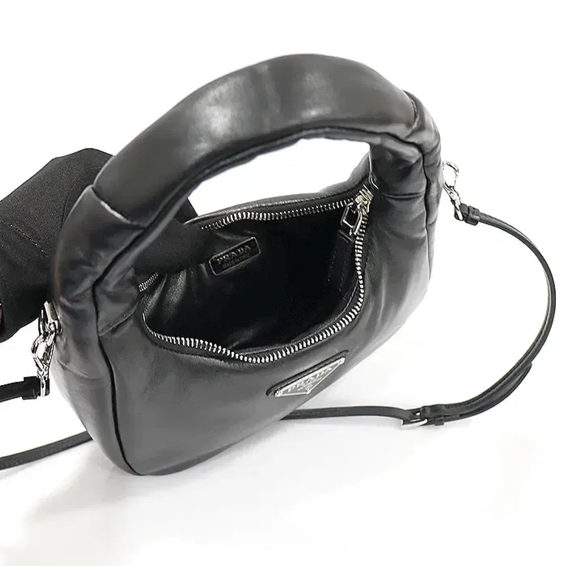 프라다 1BA384 블랙 소프트 패딩 나파 은장 토트 EP91584PR 상품이미지6