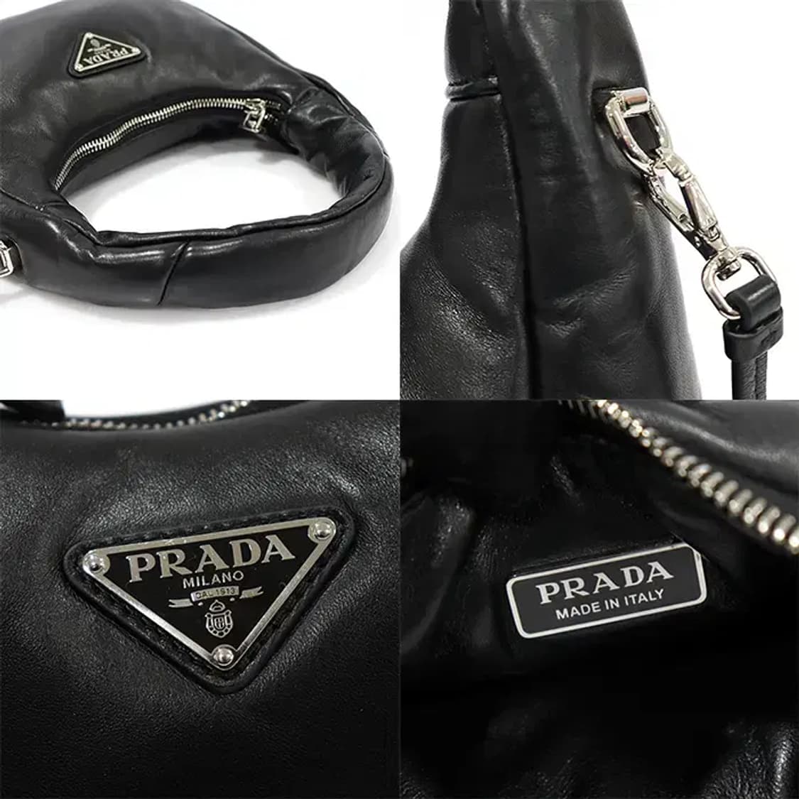 프라다 1BA384 블랙 소프트 패딩 나파 은장 토트 EP91584PR 상품이미지7