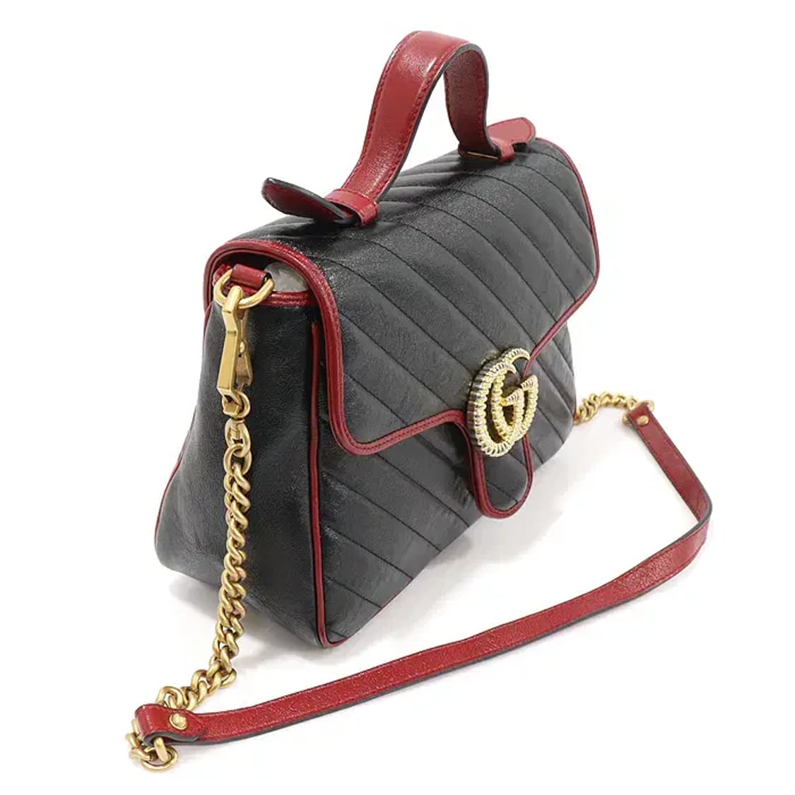 구찌 498110 블랙 레드 GG 마몽 탑핸들 스몰 EP84165GU 상품이미지2