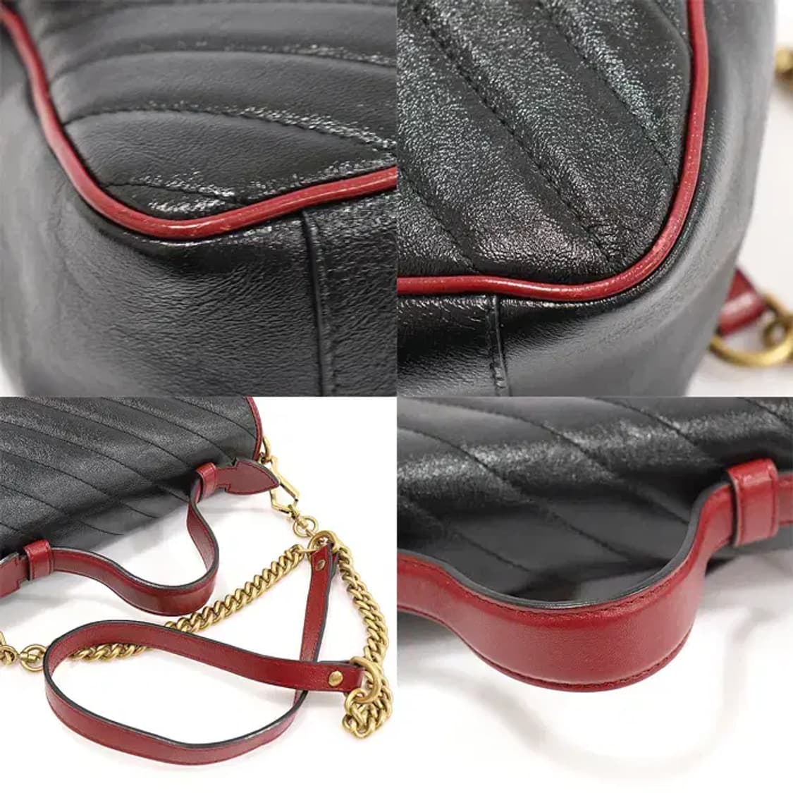 구찌 498110 블랙 레드 GG 마몽 탑핸들 스몰 EP84165GU 상품이미지6