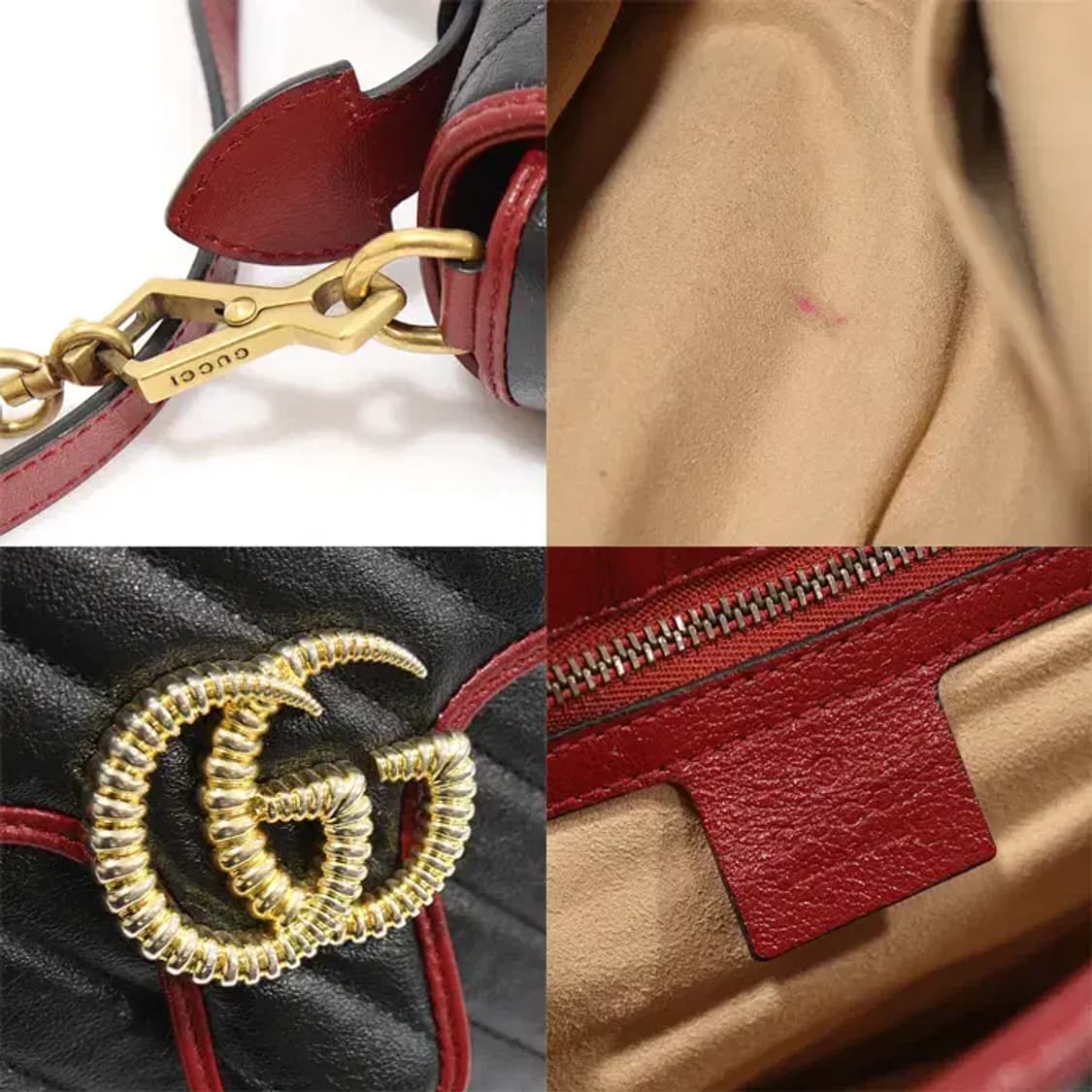 구찌 498110 블랙 레드 GG 마몽 탑핸들 스몰 EP84165GU 상품이미지7