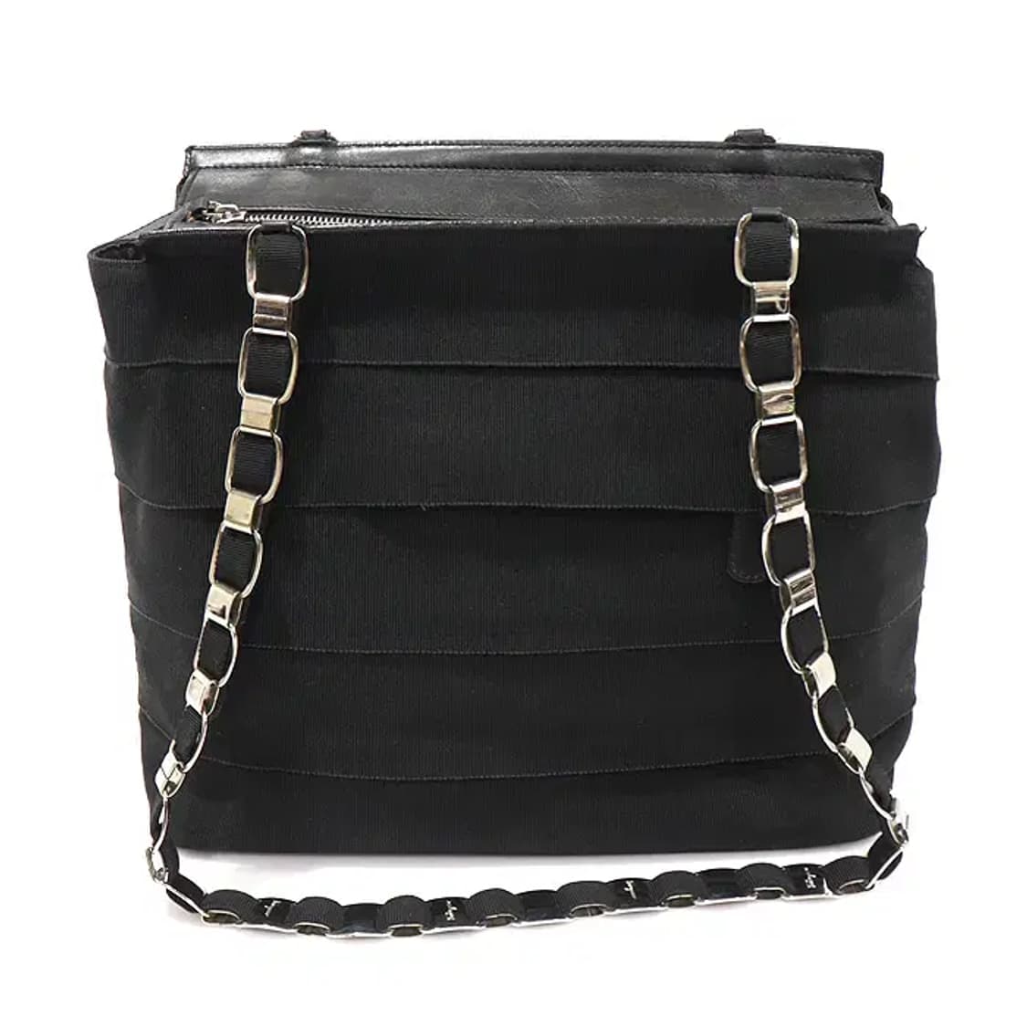 페라가모 21 6690 블랙 패브릭 은장 체인 숄더백 EP19195FE 상품이미지1