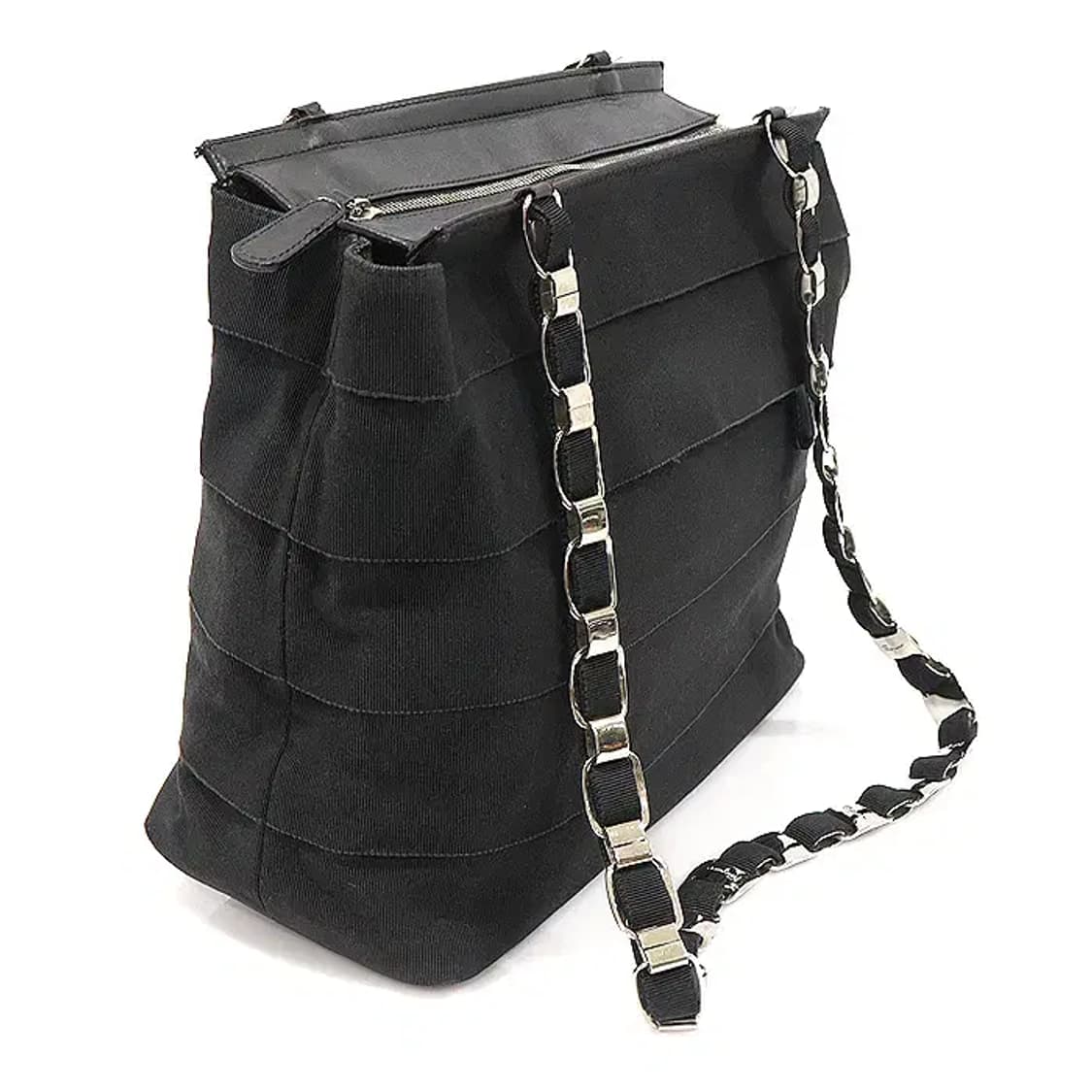 페라가모 21 6690 블랙 패브릭 은장 체인 숄더백 EP19195FE 상품이미지2