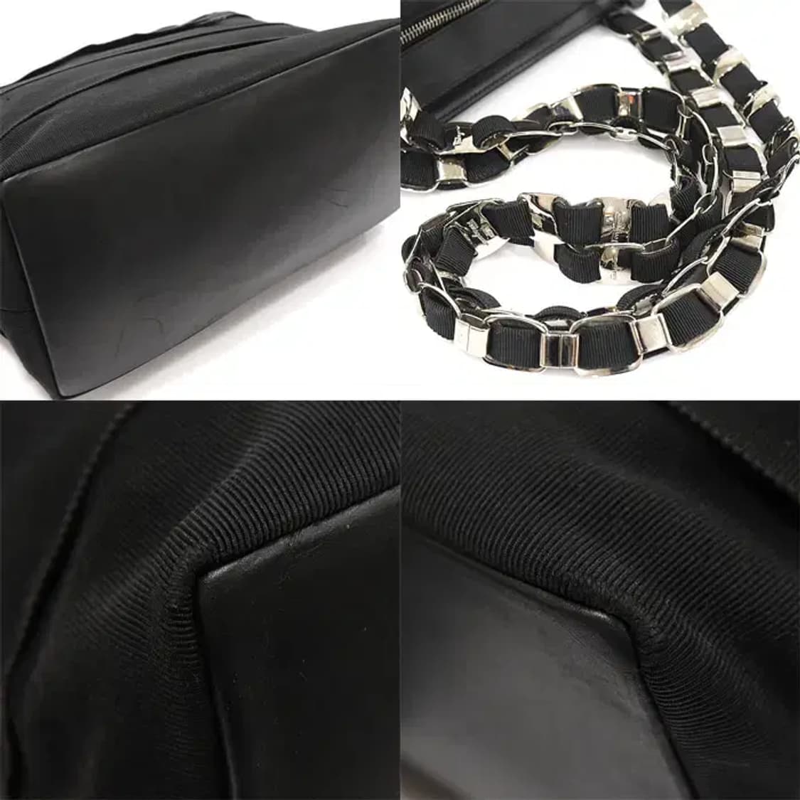 페라가모 21 6690 블랙 패브릭 은장 체인 숄더백 EP19195FE 상품이미지6