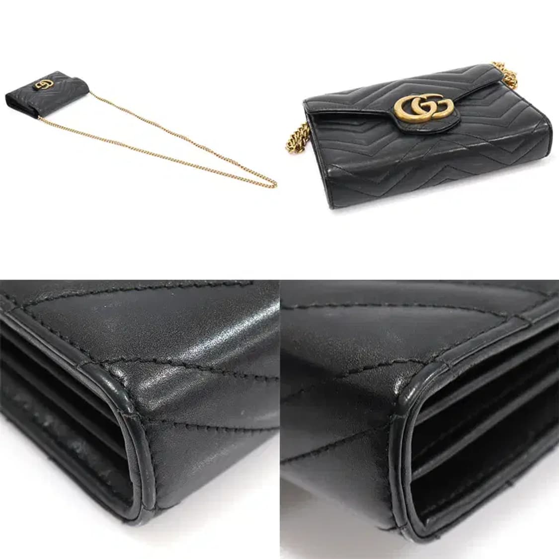 구찌 474575 블랙 GG 마몽 미니 체인 크로스백 CO30397GU 상품이미지5