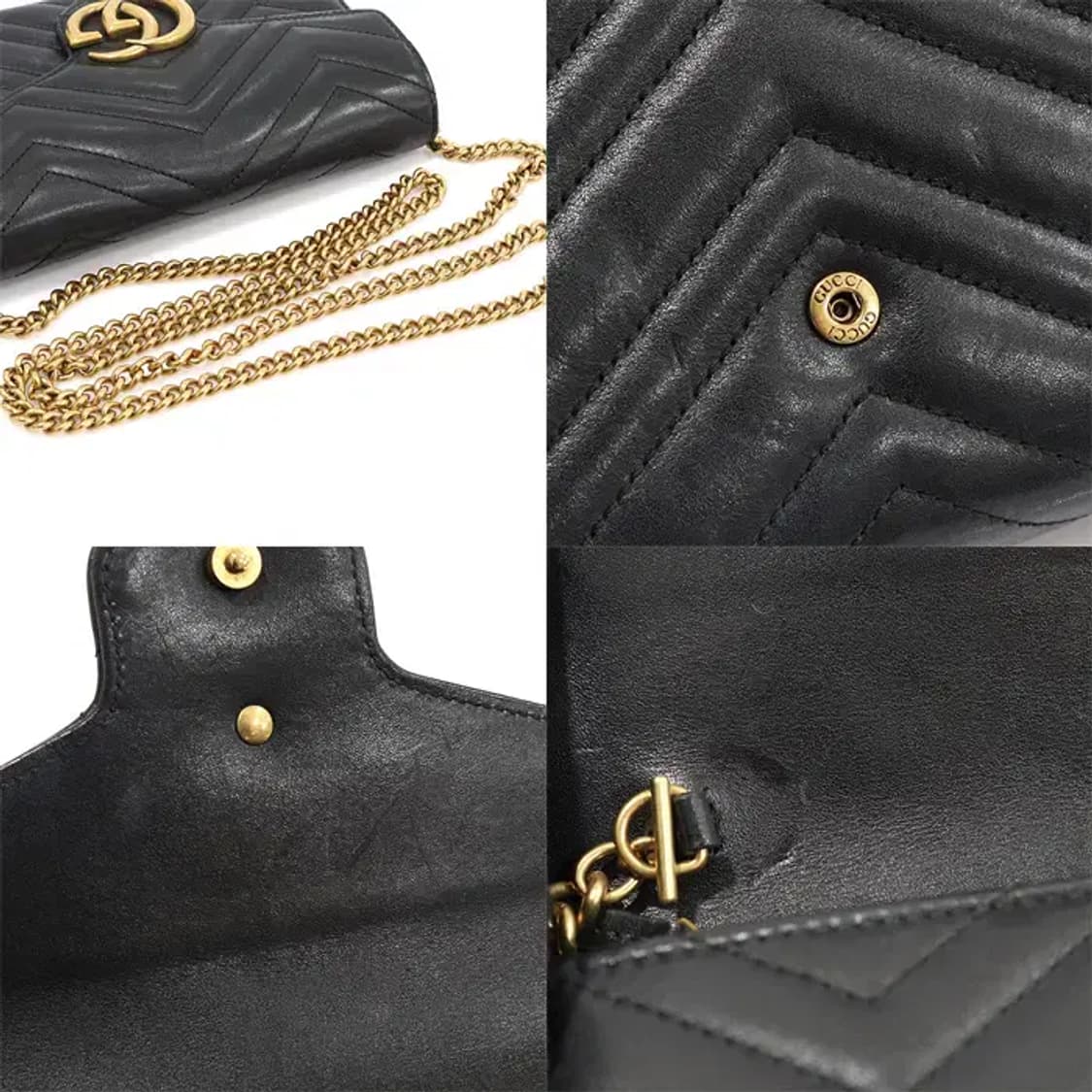 구찌 474575 블랙 GG 마몽 미니 체인 크로스백 CO30397GU 상품이미지6