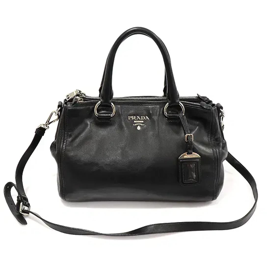 프라다 BN2866 블랙 소프트 카프스킨 은장 더블 짚 CO49327PR 상품이미지1