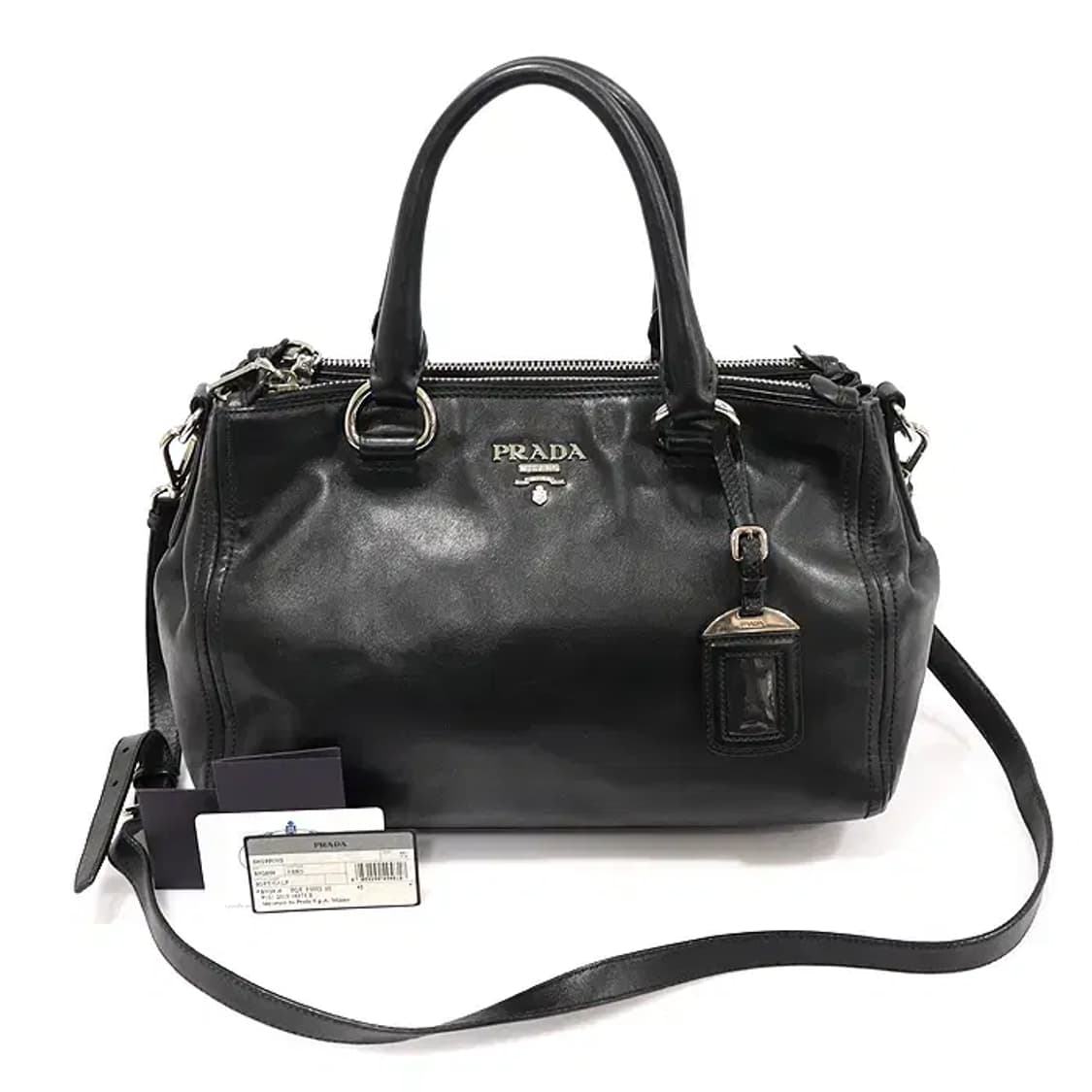 프라다 BN2866 블랙 소프트 카프스킨 은장 더블 짚 CO49327PR 상품이미지2