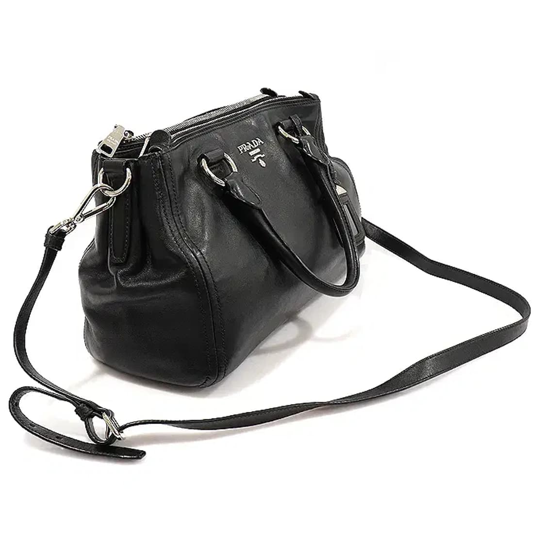 프라다 BN2866 블랙 소프트 카프스킨 은장 더블 짚 CO49327PR 상품이미지3