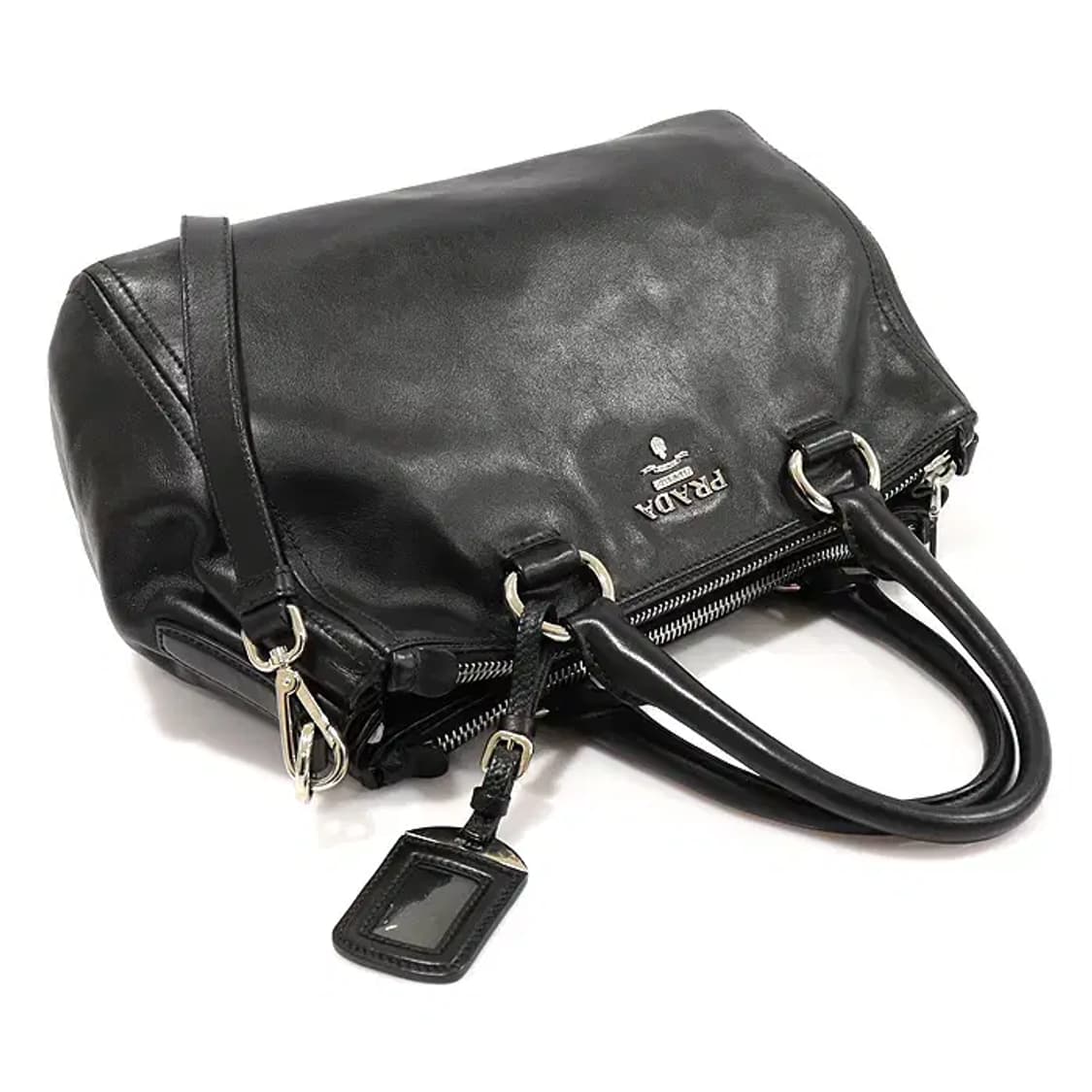 프라다 BN2866 블랙 소프트 카프스킨 은장 더블 짚 CO49327PR 상품이미지4