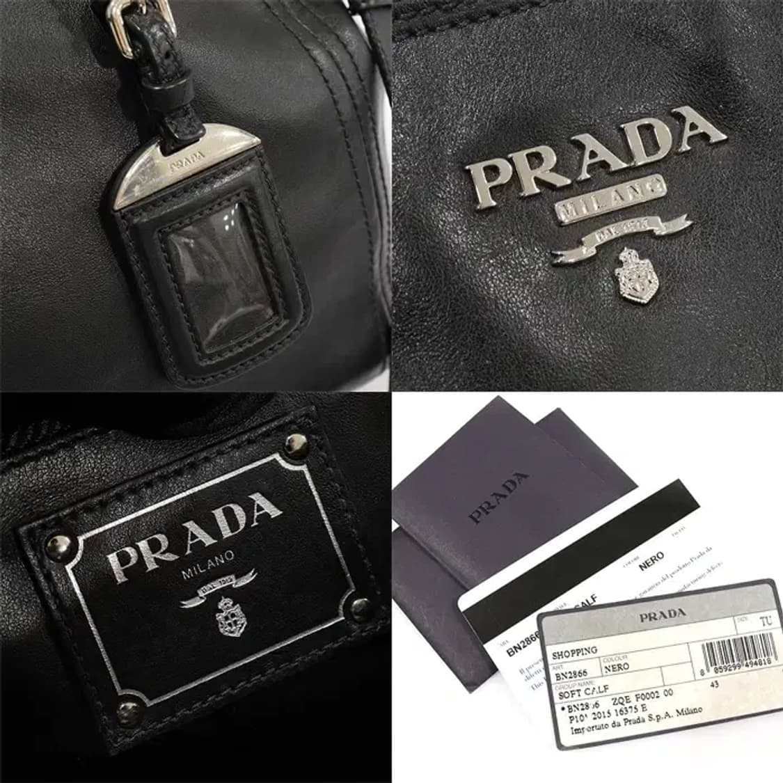 프라다 BN2866 블랙 소프트 카프스킨 은장 더블 짚 CO49327PR 상품이미지7